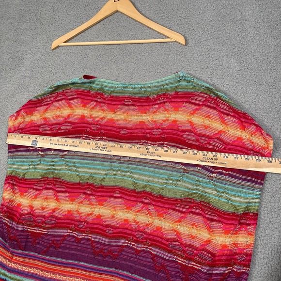 LRL Lauren Ralph Lauren Southwestern Poncho Sweater Womens L Multicolor Linen - Picture 8 of 9